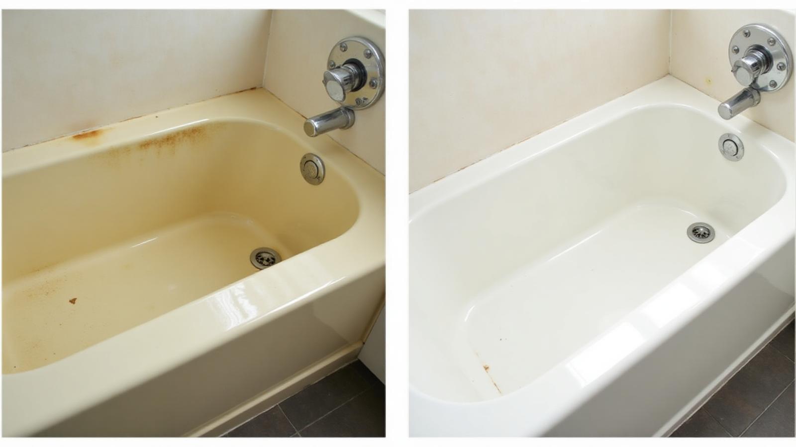 Antes y después de restauración de tina